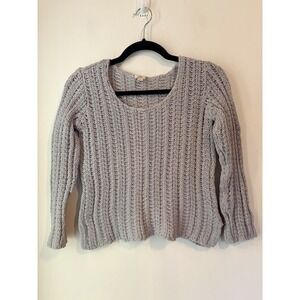 Vintage J Jill Chunky‎ Open Knit Sweater Crewneck Medium Fit Small Gray